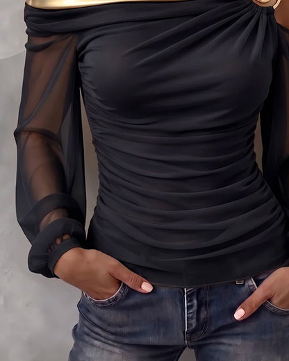 Top Symmetrisch Asymmetrisch Schulterfrei Slim