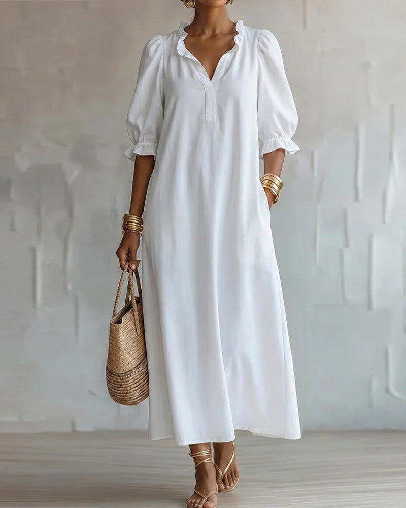 Kleid Stehkragen Puffärmel