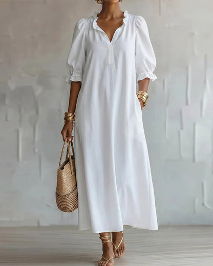 Kleid Stehkragen Puffärmel