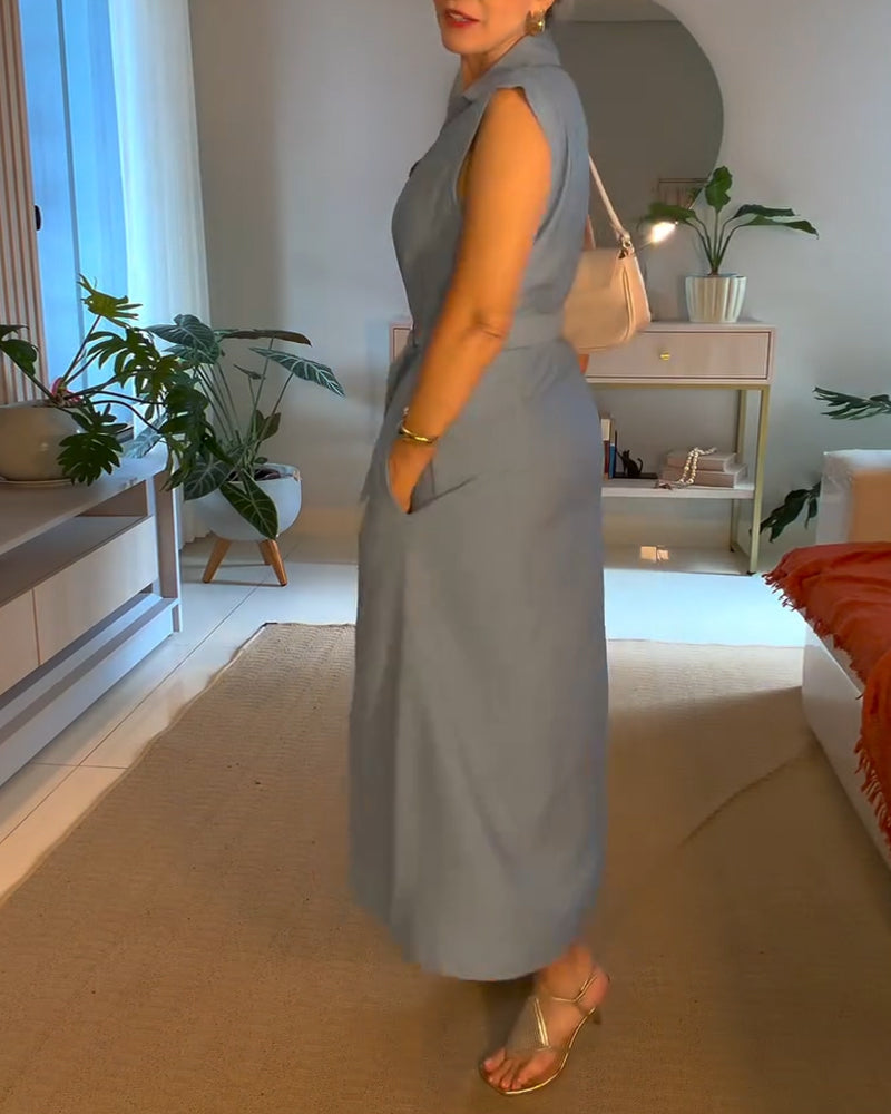 Kleid Elegant Revers Lang