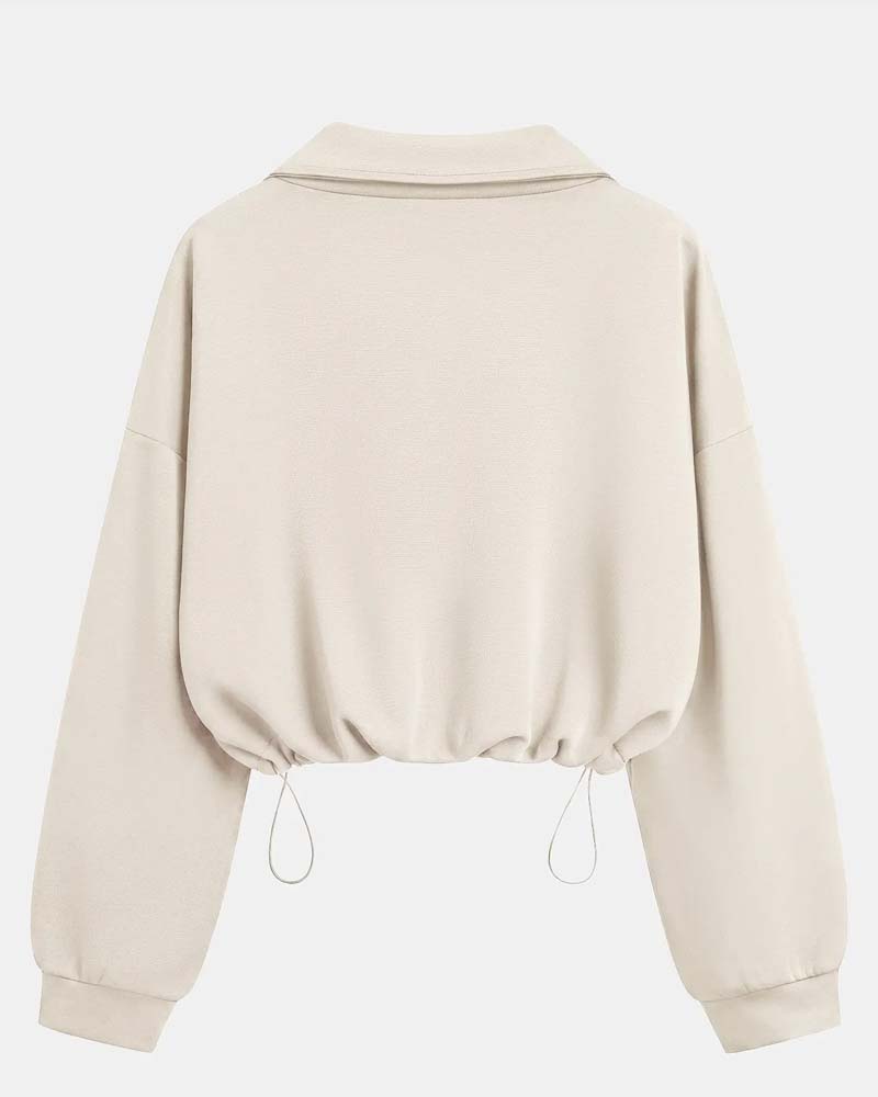 Sweatshirts Reißverschluss Taille Langarm