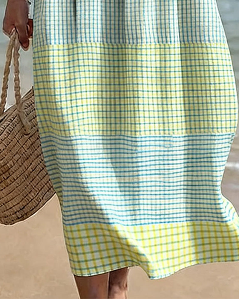 Kleid Gestreift Farbblock Locker