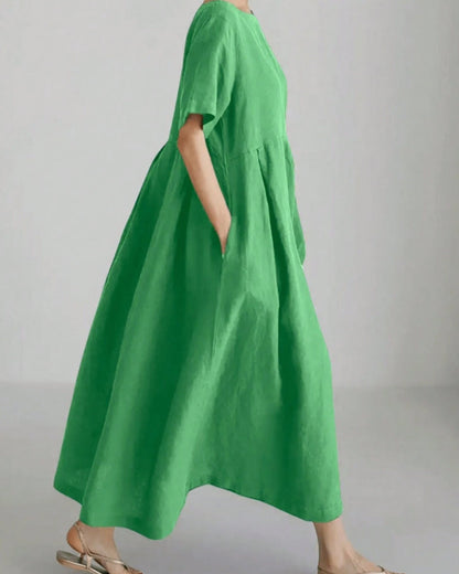 Kleid Rundhalsausschnitt Kurzarm Lässig Loose Fit