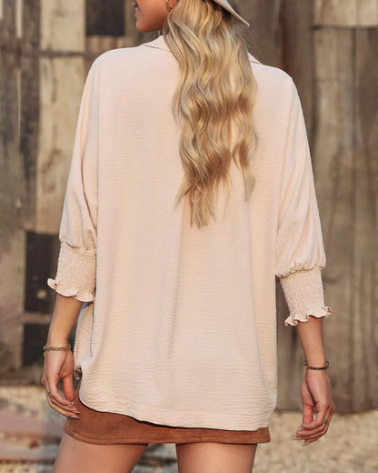 Bluse V-Ausschnitt Loose Fit 3/4-Arm