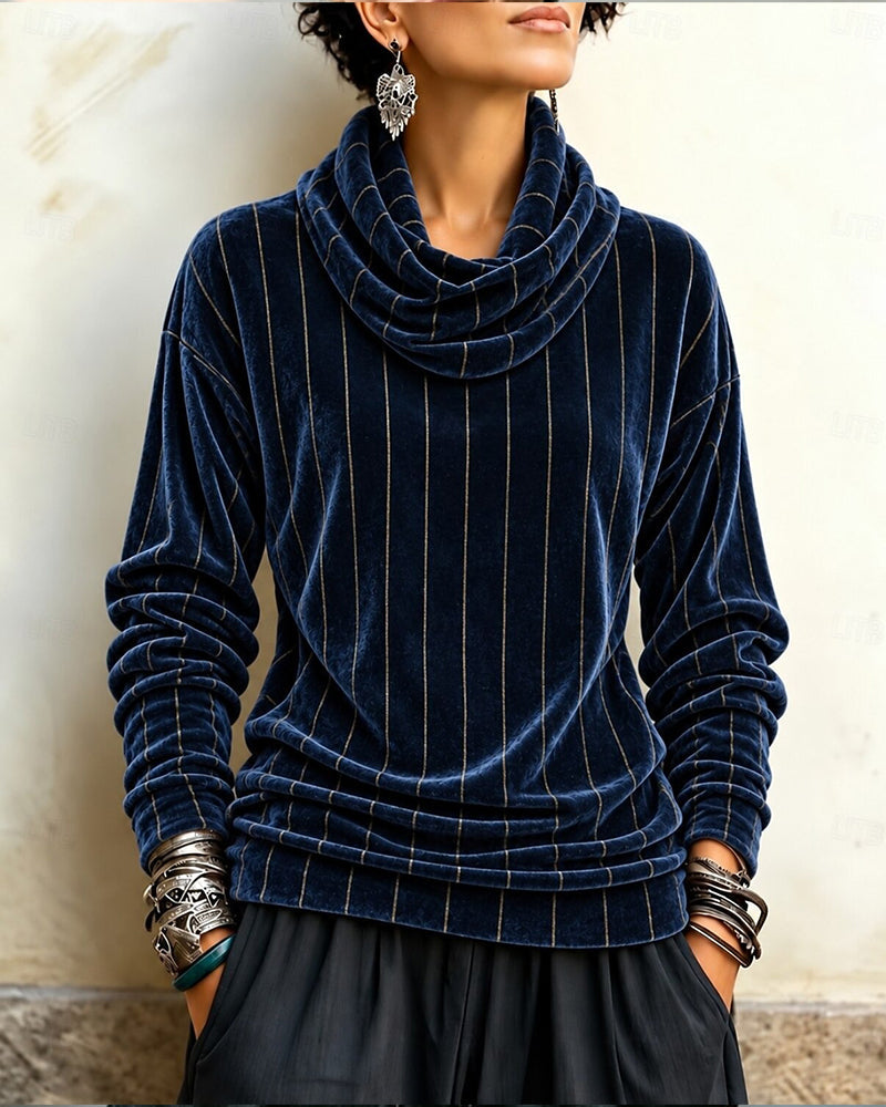 Oberteil Gestreift Cowl Neck Mode