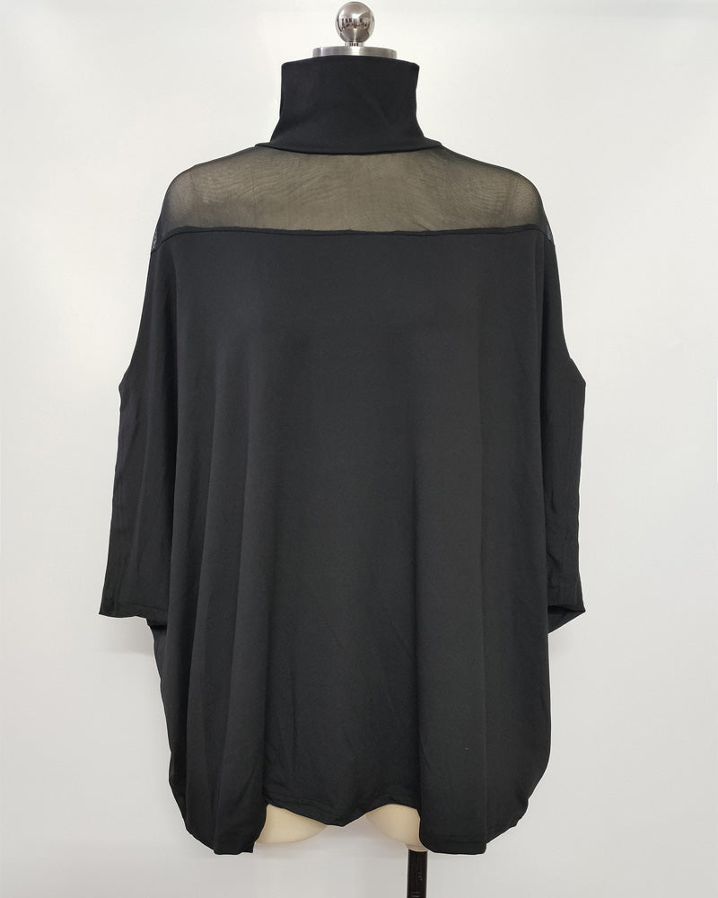 Bluse Durchsichtig Cold Shoulder Dolmanärmel