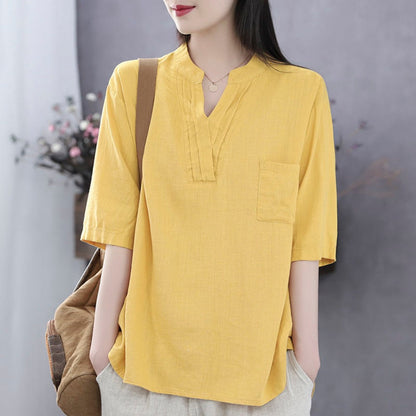 Half Sleeve Linen Blouse for Women - Lelia