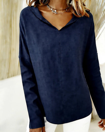 Top V-Ausschnitt einfarbig elegant
