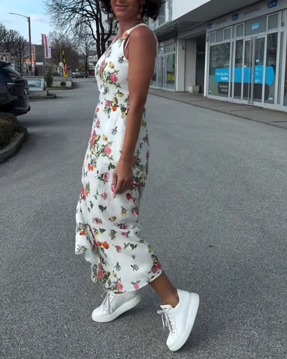 Kleid Ärmellos Gedruckt Casual