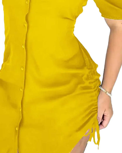 Kleid Taille Binden Hemd