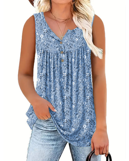 Tank Top Blumig Ärmellos