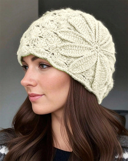 Handgemachte Gehäkelte Blumige Strickmütze