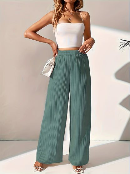 Pink Pleated Wide Leg Pants - Bella