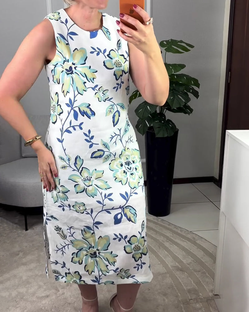 Kleid Ärmellos Geblümt Gerade