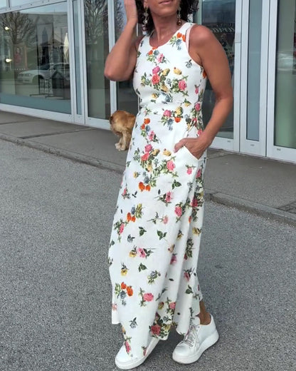 Kleid Ärmellos Gedruckt Casual
