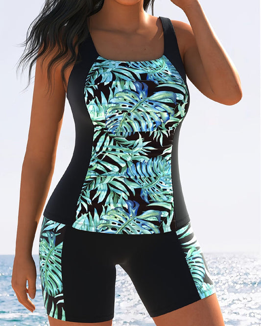 Tankini Palmblattdruck Boyshort