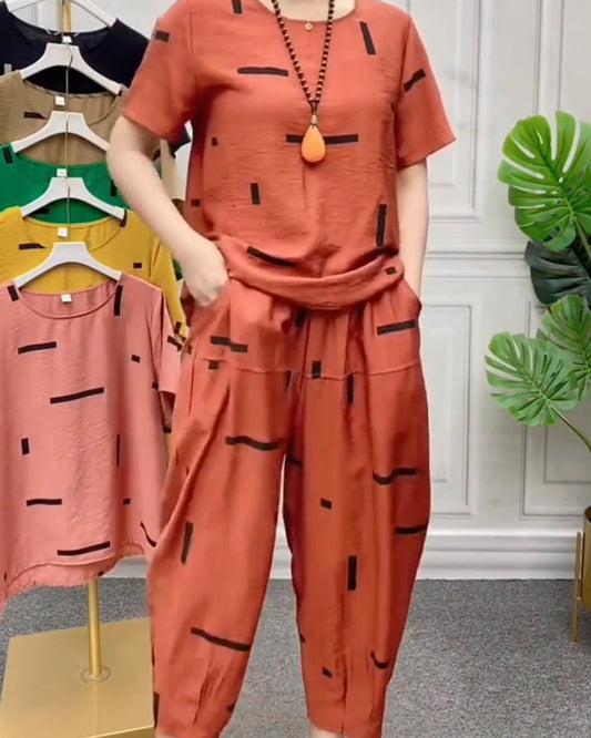 Zweiteilig Set Geometrisch Druck Lässig