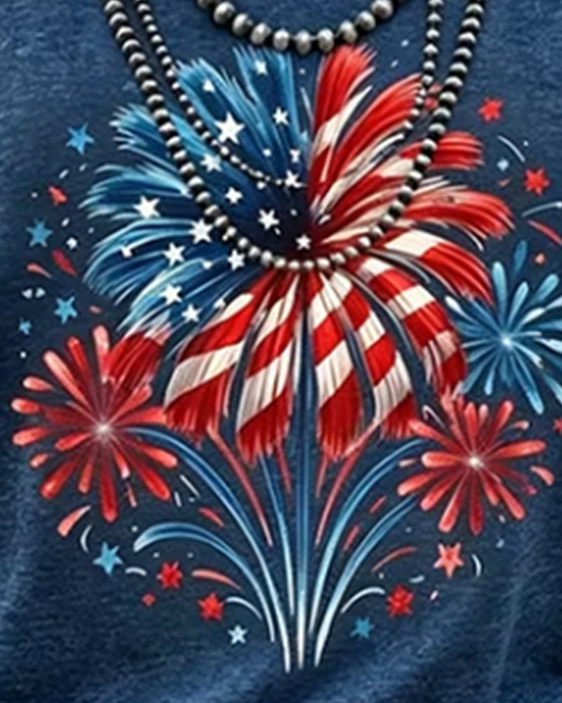 T-Shirt Feuerwerk-Druck Colorblock