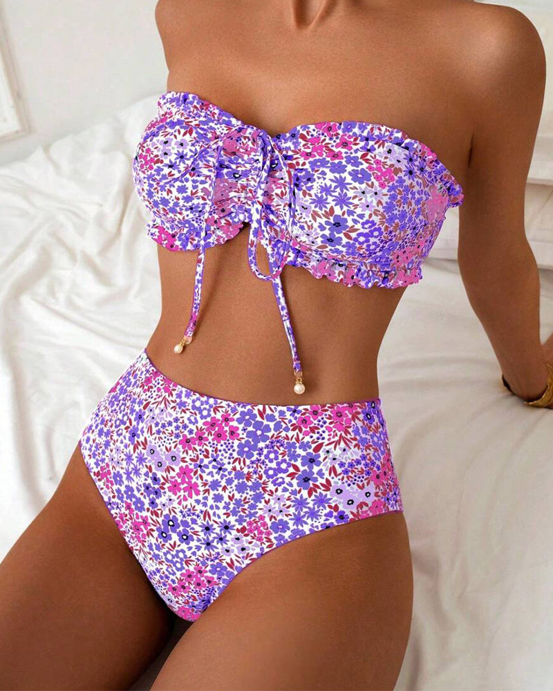 Bikini Frischer Blumenprint Trägerlos