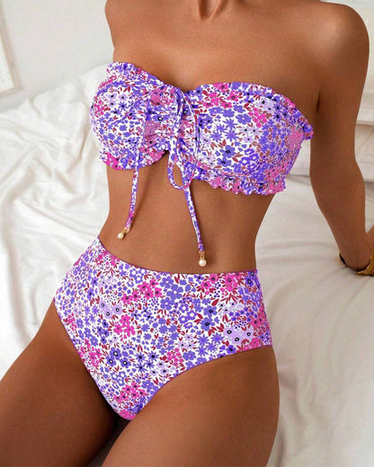 Bikini Frischer Blumenprint Trägerlos