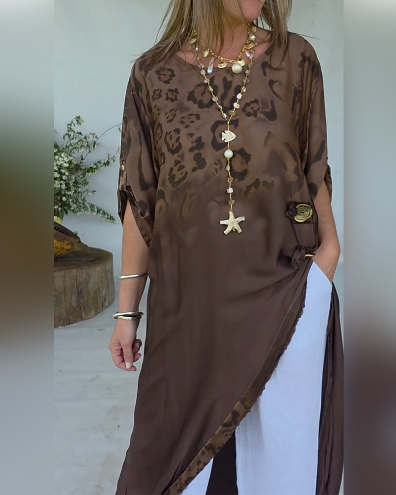 Bluse mit Leopardenmuster Ombré lang