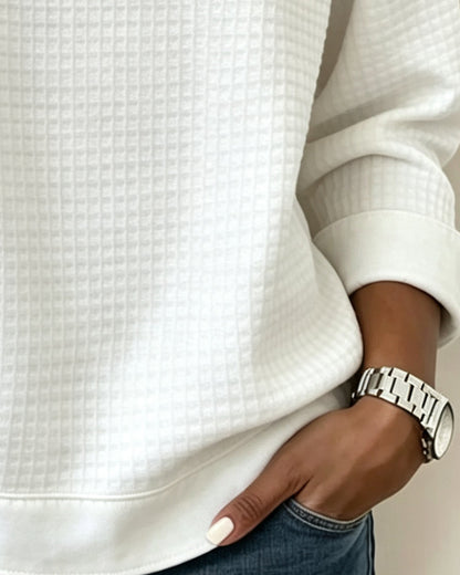 Sweatshirt Waffelstrick Henley Halbknopf