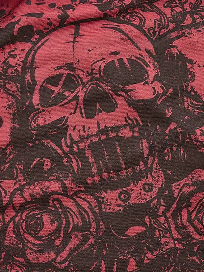 Rotes Punk Schädel Druck Top