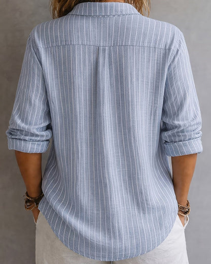 Bluse Revers Vertikal Gestreift
