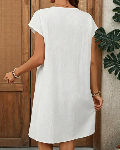 Kleid kleiner V-Ausschnitt plissiert