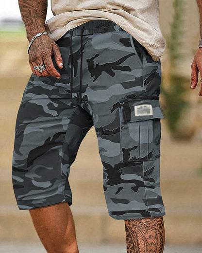 Herren Tarnung Cargo Shorts Multi-Tasche Verstellbare Taille Atmungsaktiver Stoff