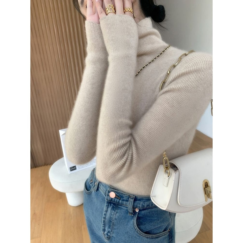 Ribbed Knit Turtleneck Long Sleeve Sweater for Women - Euridice