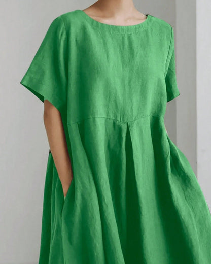 Kleid Rundhalsausschnitt Kurzarm Lässig Loose Fit