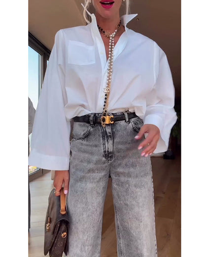Hemd Revers Einfarbig Casual