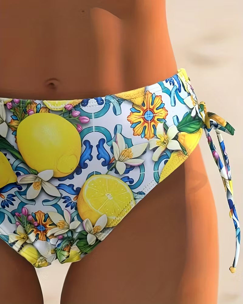 Bikini Modischer Geteilt Kontrast Gedruckt