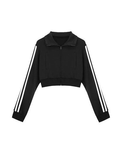 Schwarze Vintage Gestreifte Kurzjacke