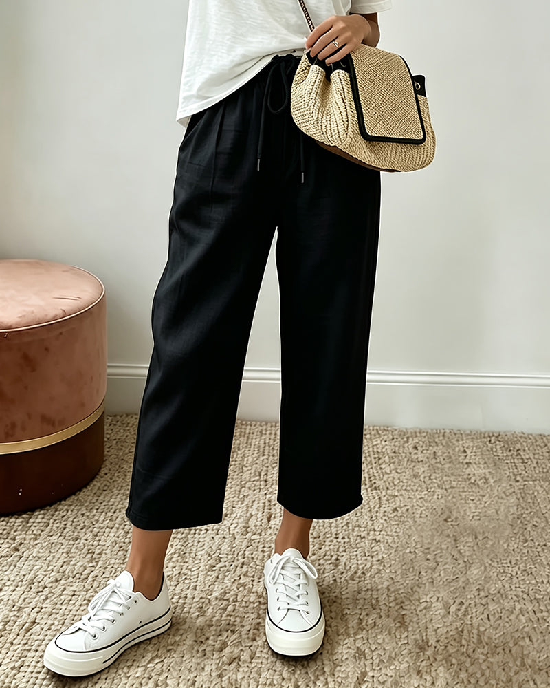 Hose Kordelzug Cropped Gerade