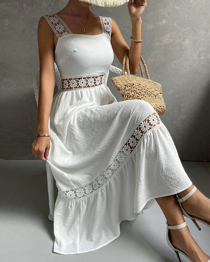 Kleid Spitzenbesatz Durchbrochenes Cami