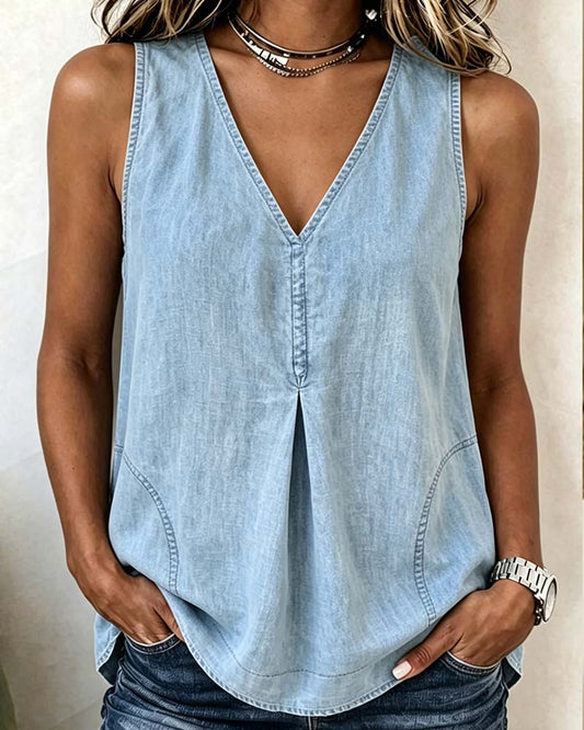 Tank Top V-Ausschnitt Denim