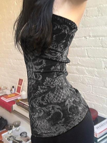 Einfarbiges Y2k Bandeau Top mit Streetwear Charakter