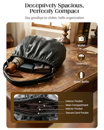 Handtasche Casual Gefaltet Eimer Weiches Leder