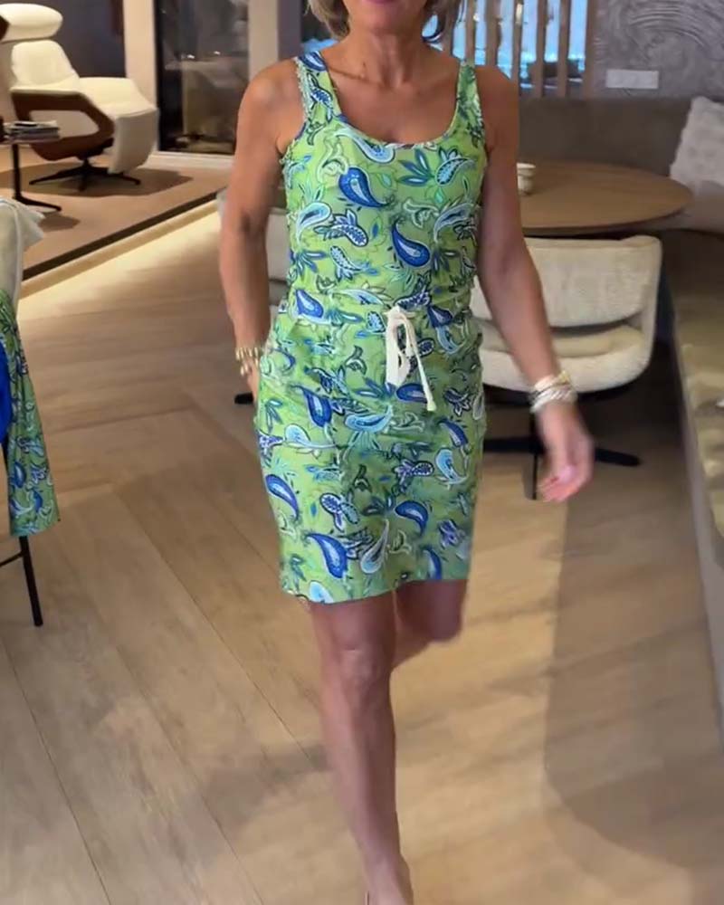 Kleid Ärmellos Figurbetont Träger Cashew Blüte