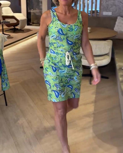 Kleid Ärmellos Figurbetont Träger Cashew Blüte
