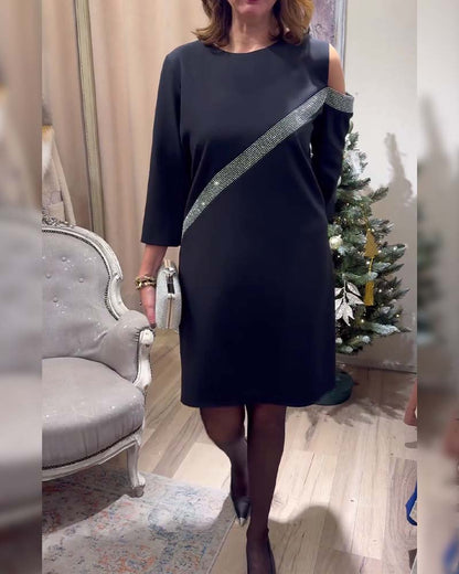 Kleid lässig Strass knielang