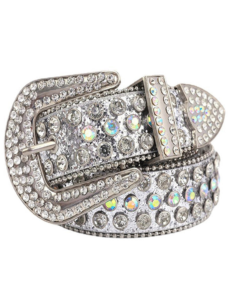 JASGOOD Gürtel Für Damen Und Herren Mit Strasssteinen, Bling Western Cowgirl Cowboy Genieteter Ledergürtel, Diamant Taillengürtel Für Jeans Und Hosen