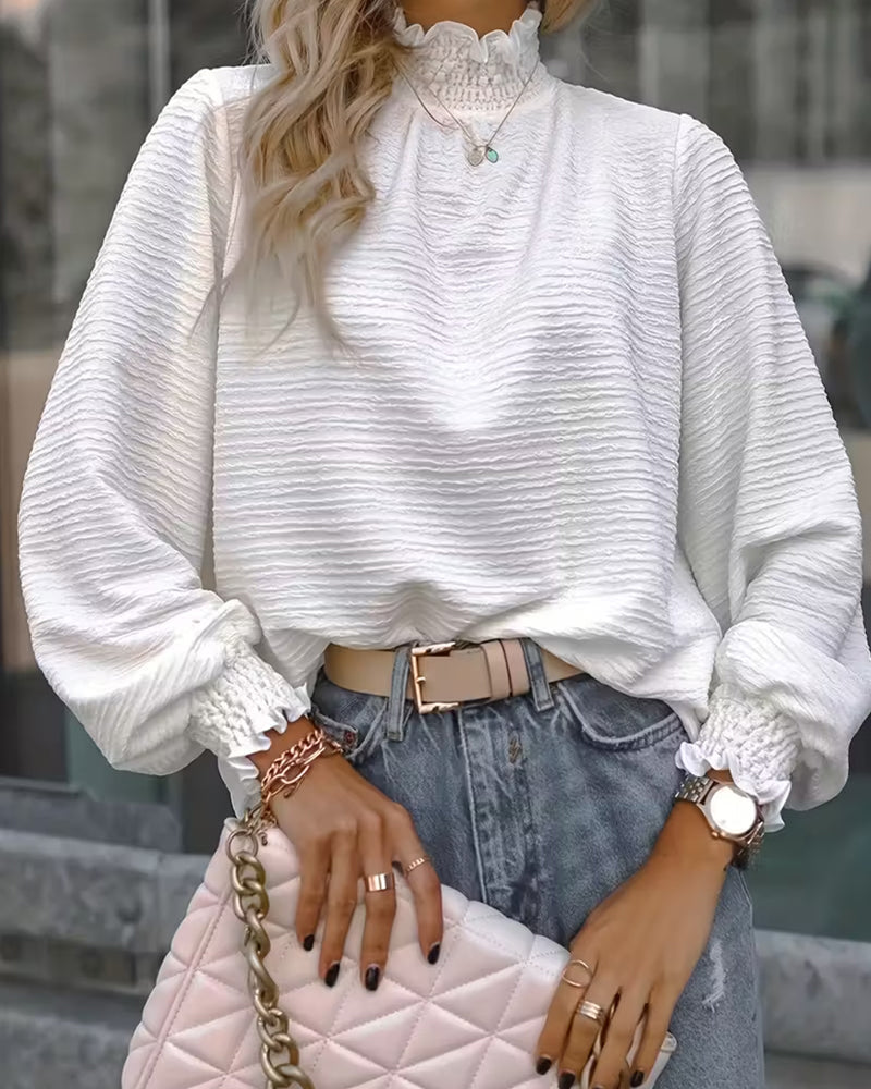 Hemd einfarbig texturierte Rüsche