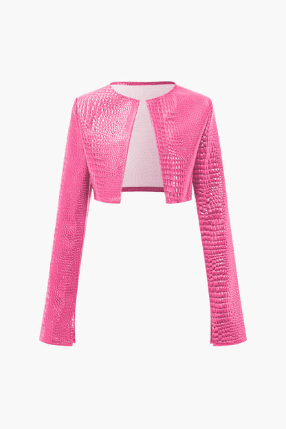 Einfarbige Y2k Cropped Jacke