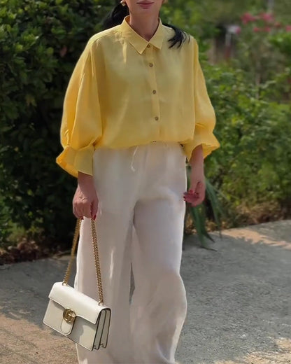 Bluse langarm Knopf casual