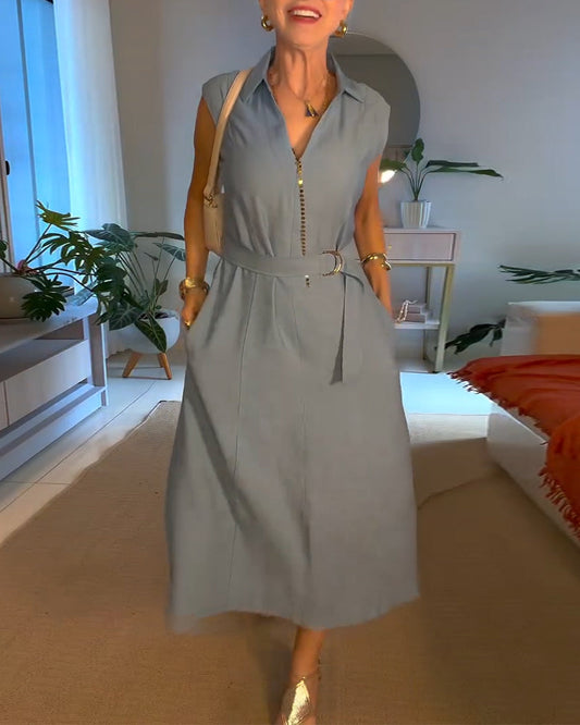 Kleid Elegant Revers Lang