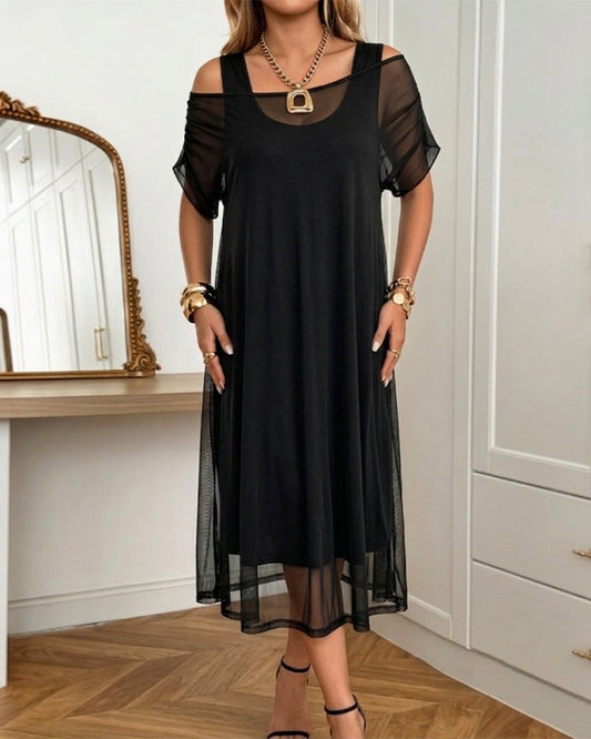 Set Tanktopkleid Und Mesh-Überkleid