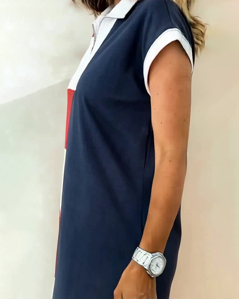 Kleid Kurzarm gestreift Colorblock